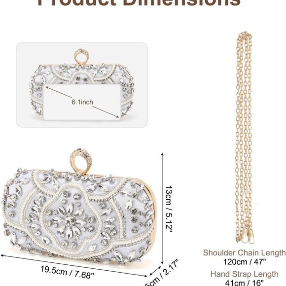 Luxury Rhinestone Clutch with Chain Strap for Weddings and Elegant Occasions - Picture 2 of 7
